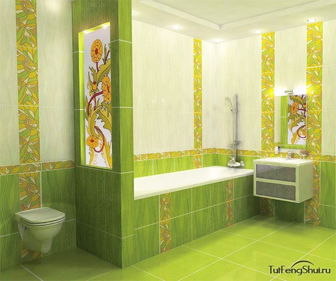 Ванная комната в зеленом цвете